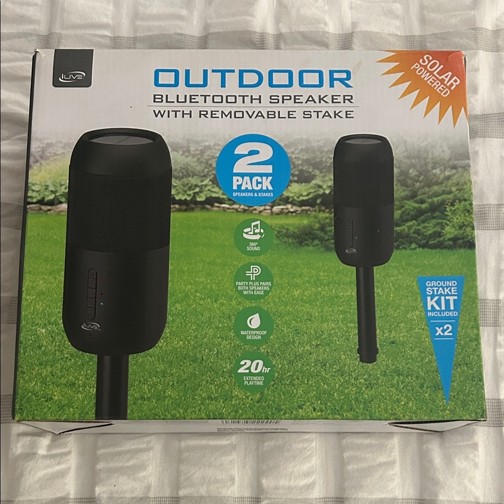 Black Outdoor Bluetooth Speaker with Removable Stake - 2 Pack